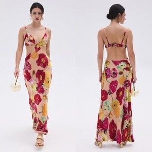 Cult Gaia Dari Gown Painted Floral Size Medium